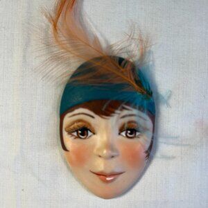 Vintage 1992 Maria Fortier Brooch Lapel Pin Art Deco Flapper Girl ~ 2-1/2"
